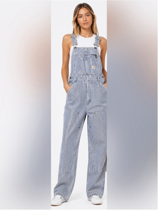 Carhartt Pants - Carhartt Railroad Stripe Overalls Blue White Denim Utility Workwear S 4 6